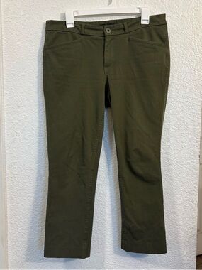 BANANA REPUBLIC Women’s Cropped Pants Size 8 Olive Green Stretch Slim Ankle